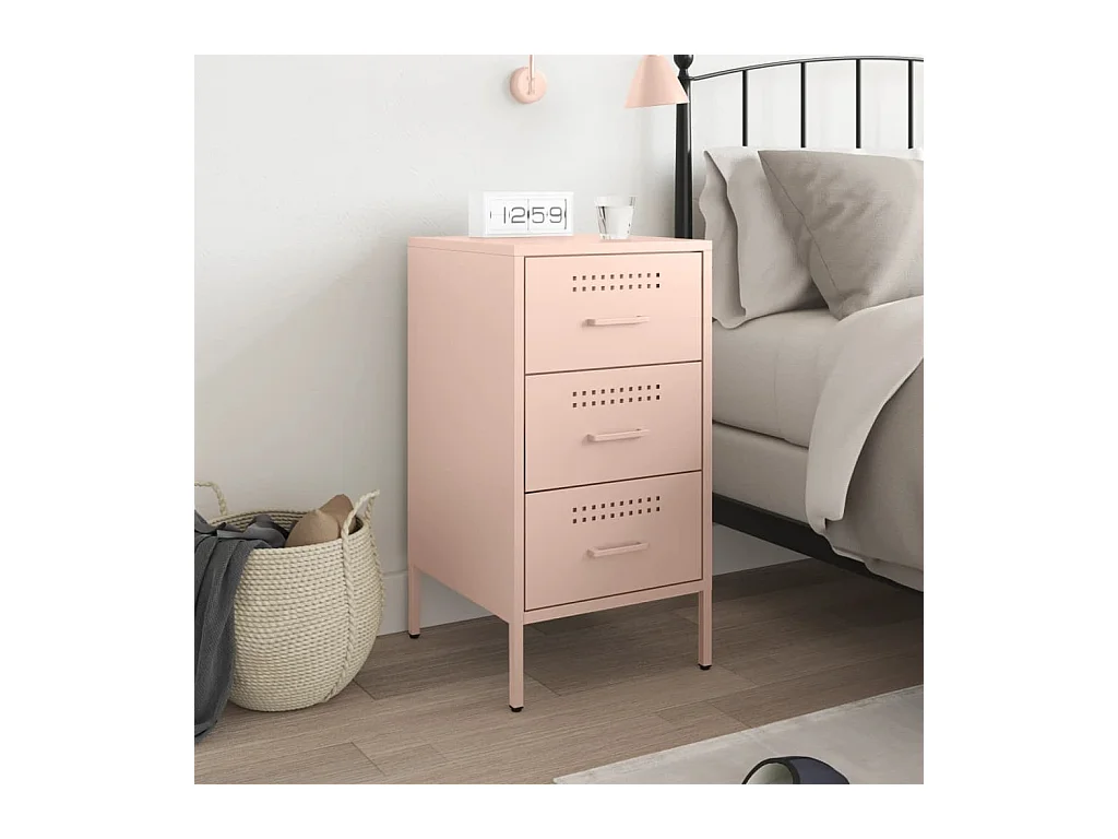 Table de chevet rose 36x39x68 cm acier