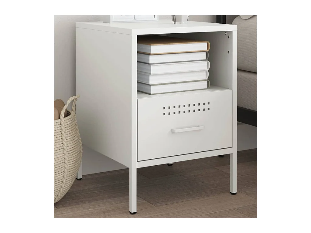 Table de chevet blanc 36x39x50,5 cm acier