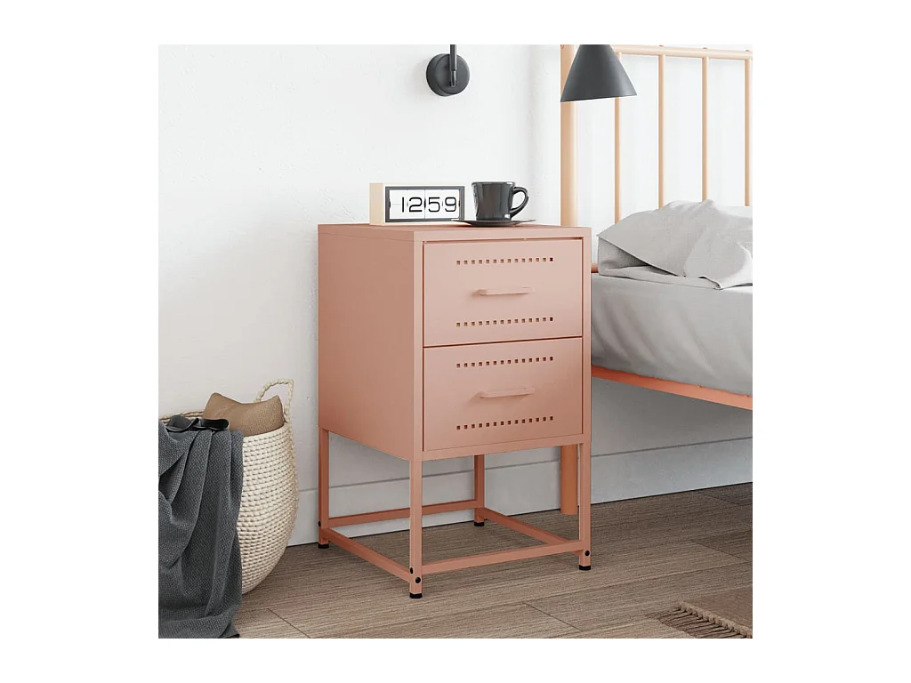 Table de chevet rose 36x39x60,5 cm acier