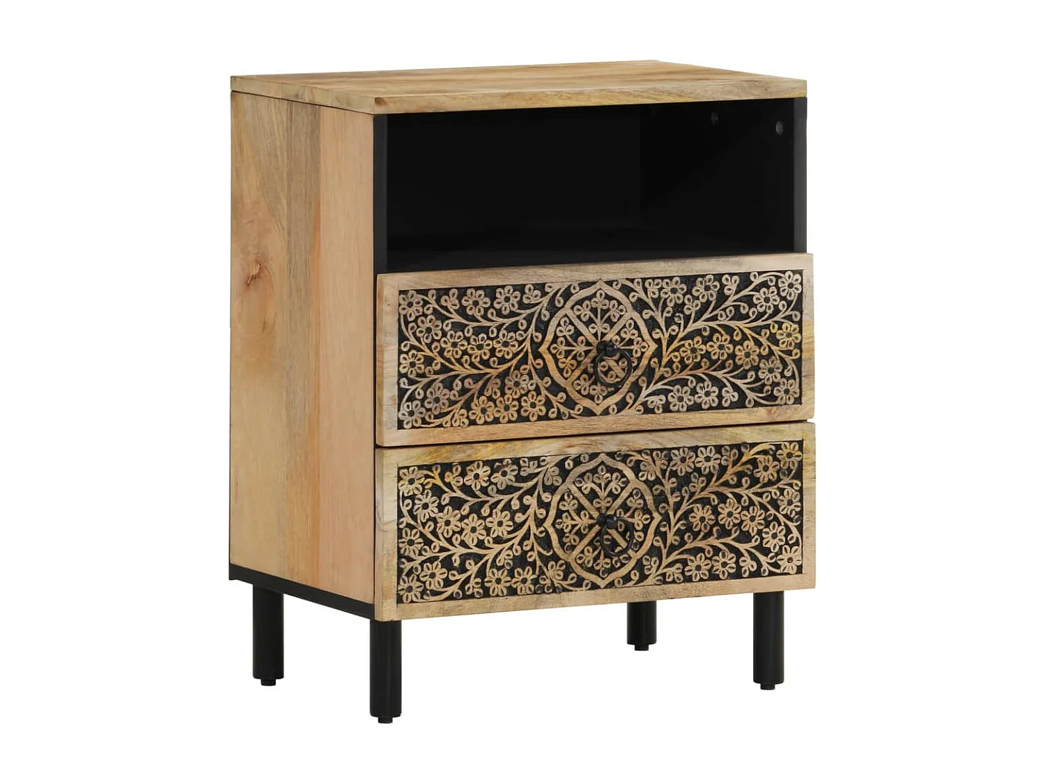 Table de chevet 50x33x60 cm bois de manguier massif