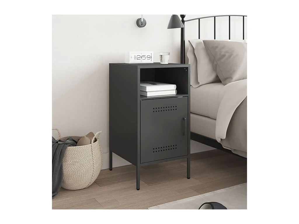 Table de chevet noir 36x39x68 cm acier