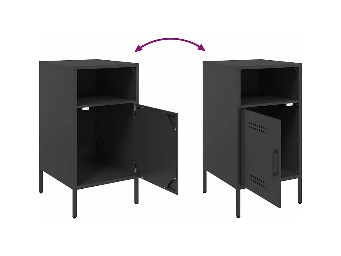 Table de chevet noir 36x39x68 cm acier