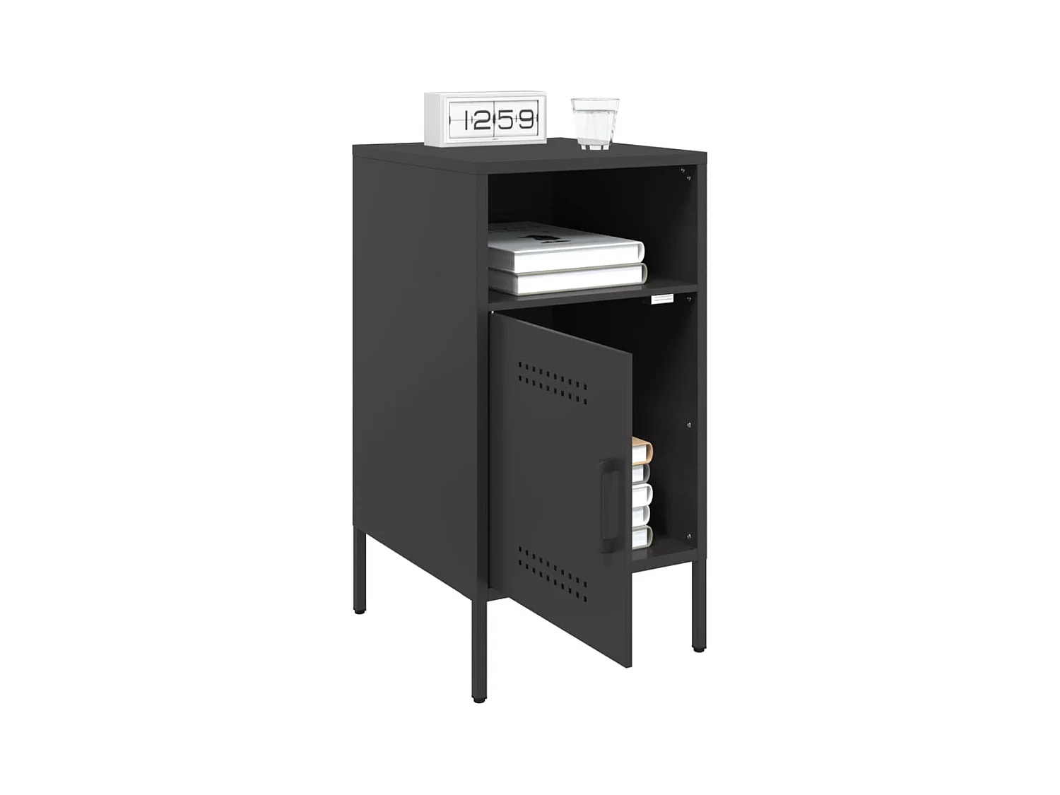 Table de chevet noir 36x39x68 cm acier