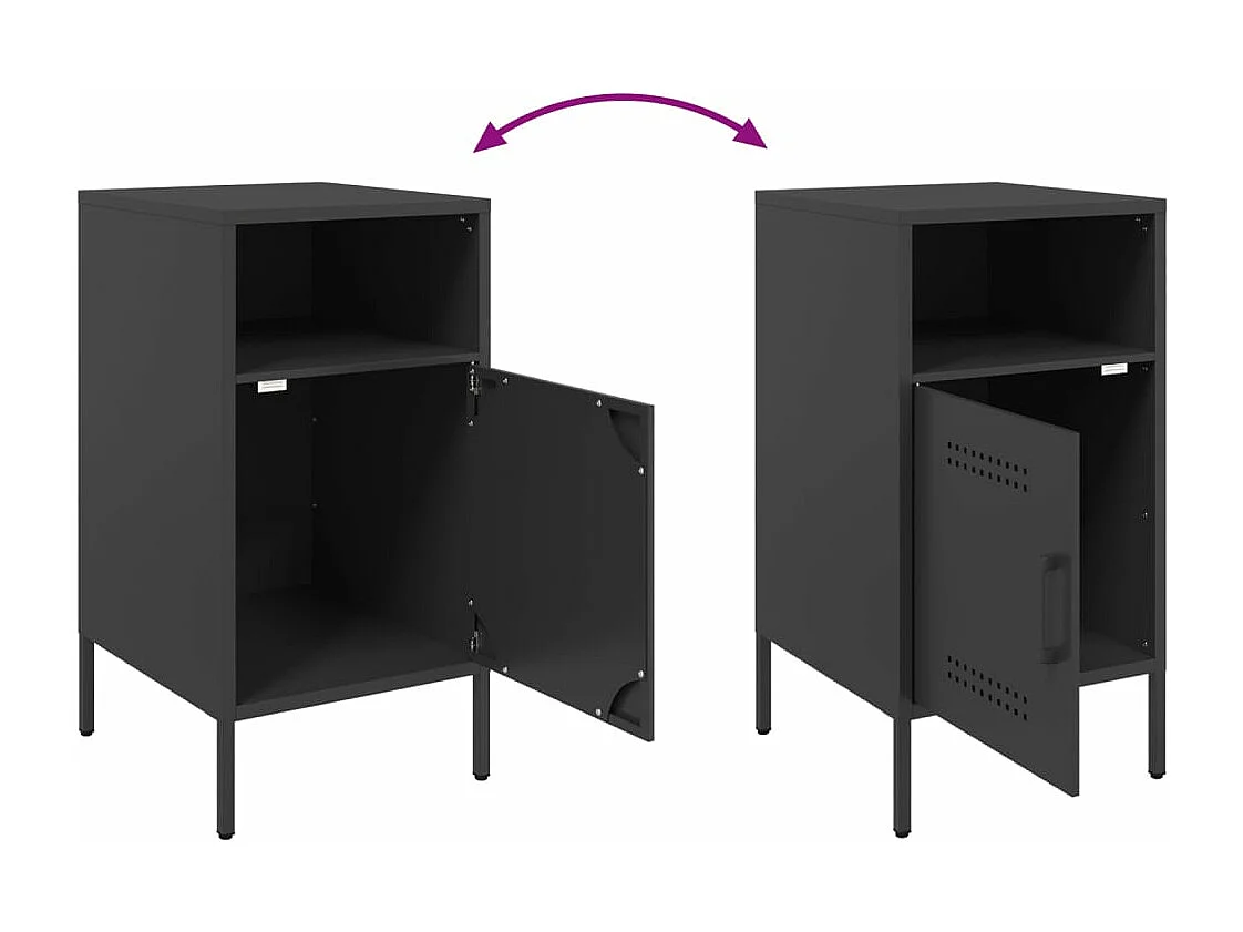 Table de chevet noir 36x39x68 cm acier