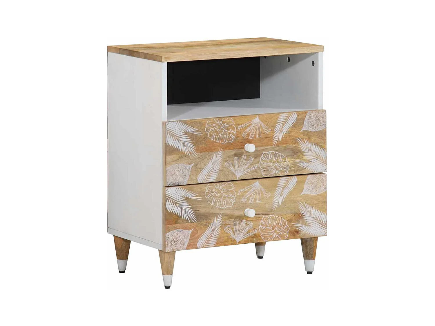 Comodino 50x33x60 cm in legno massello di mango