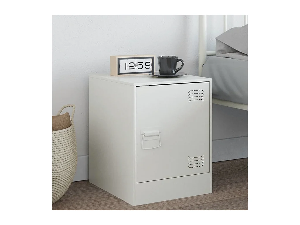 Table de chevet blanc 34,5x39x44 cm acier