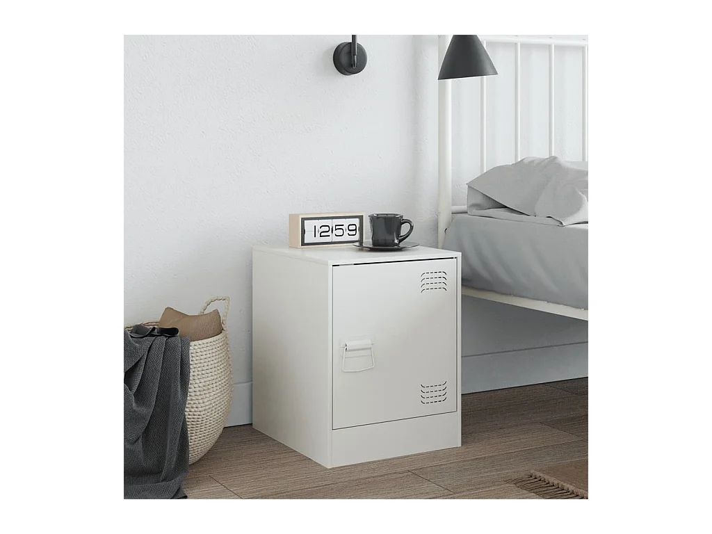 Table de chevet blanc 34,5x39x44 cm acier