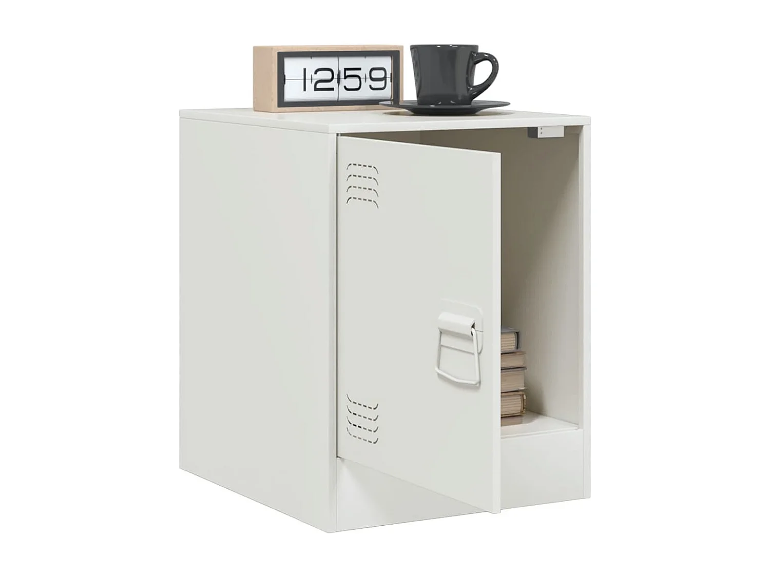 Table de chevet blanc 34,5x39x44 cm acier