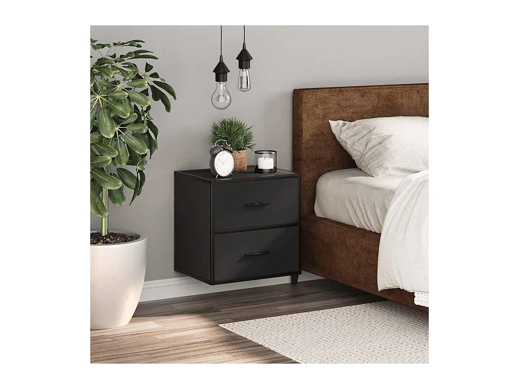 Comodino da parete nero 40x31x39,5 cm