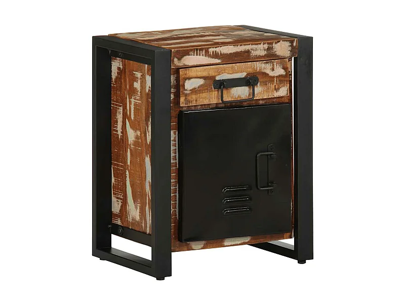 Mesa de cabeceira multicolorida 40x30x50 cm madeira recuperada