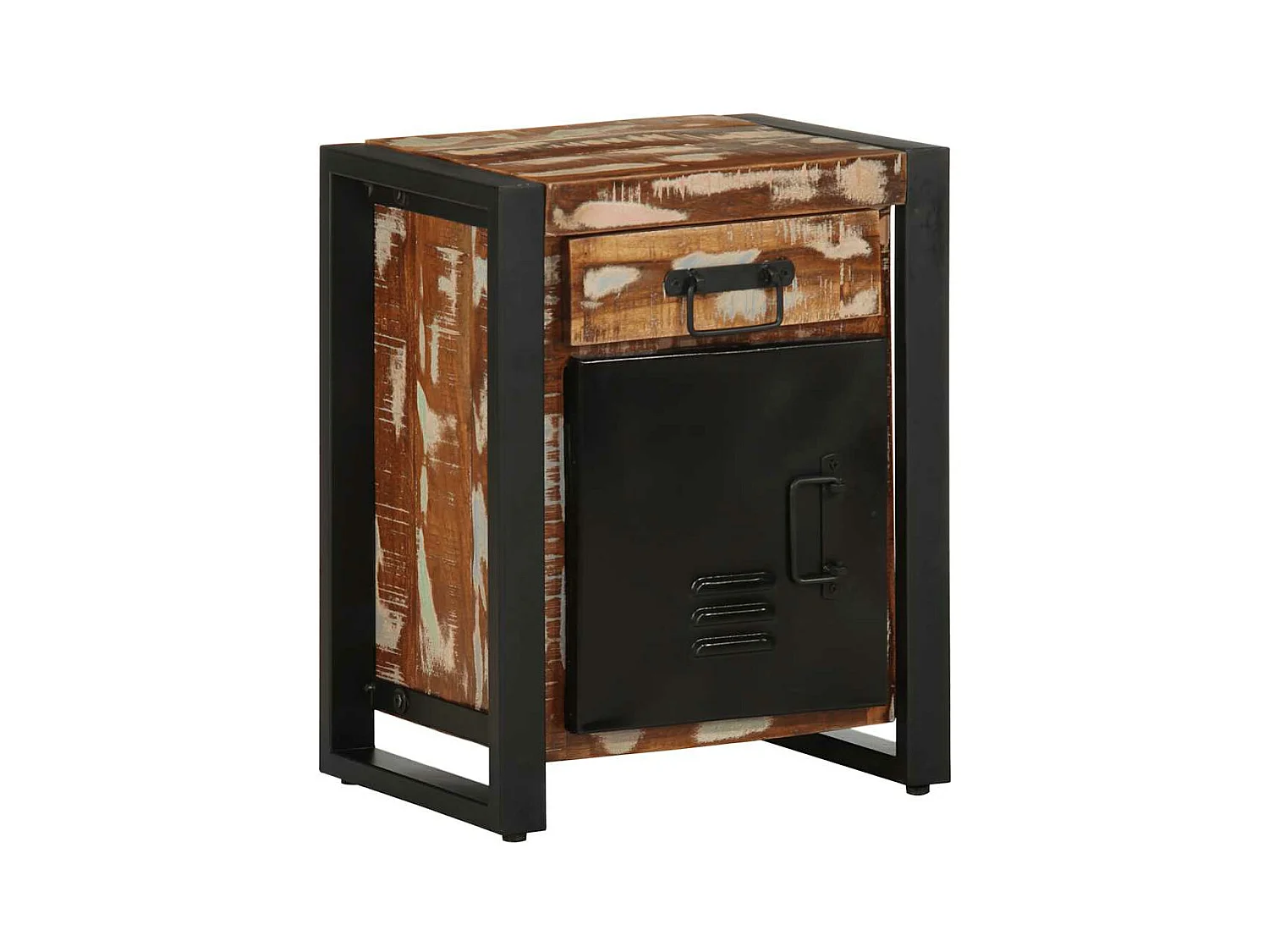 Mesa de cabeceira multicolorida 40x30x50 cm madeira recuperada