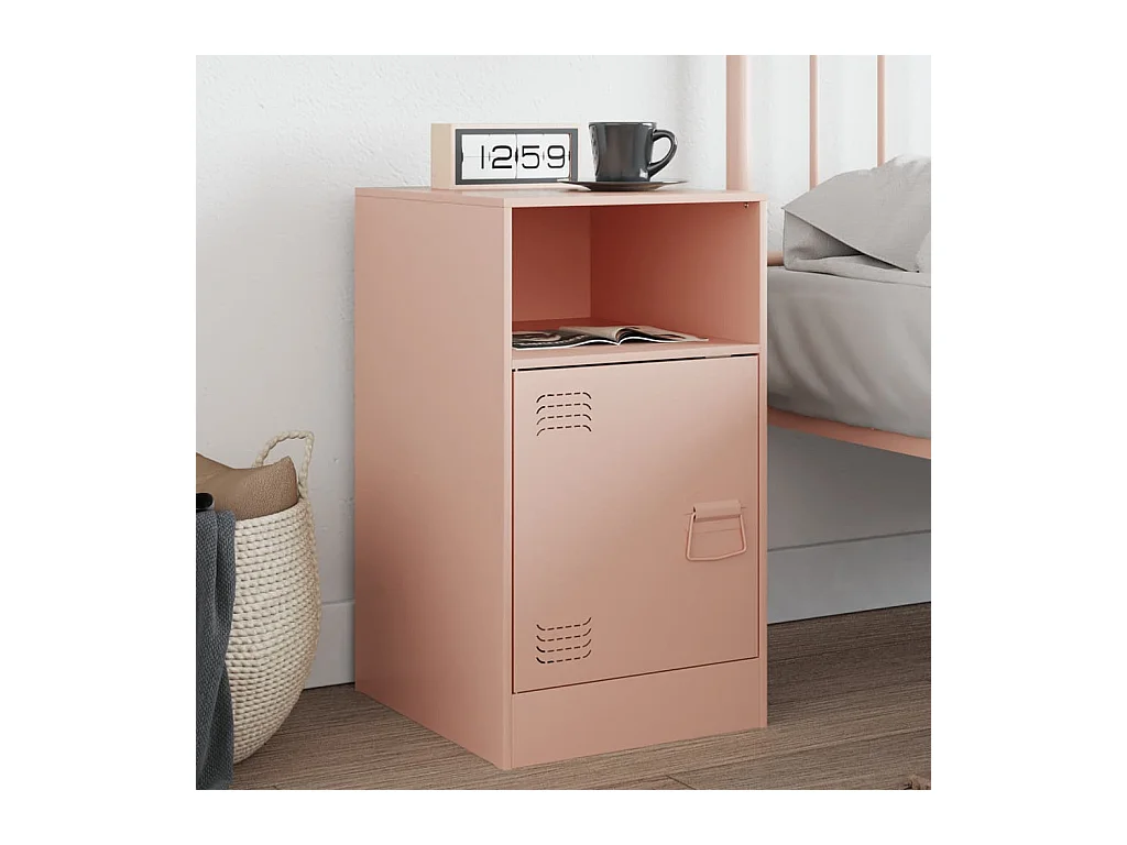 Table de chevet rose 34,5x39x62 cm acier