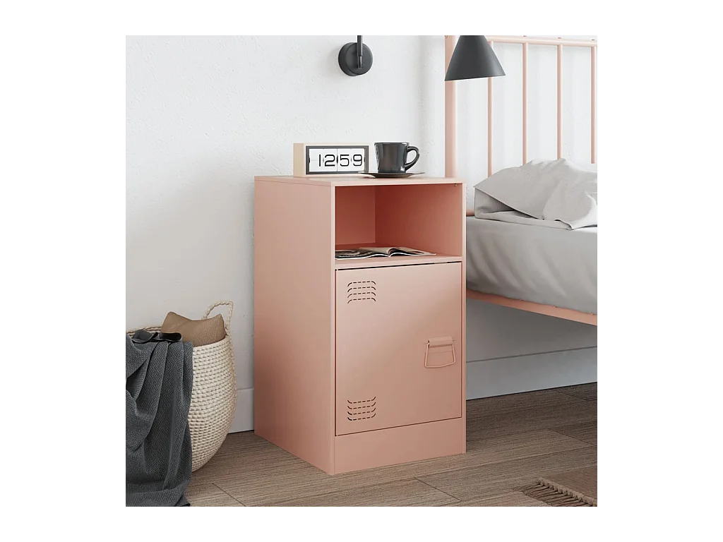 Table de chevet rose 34,5x39x62 cm acier