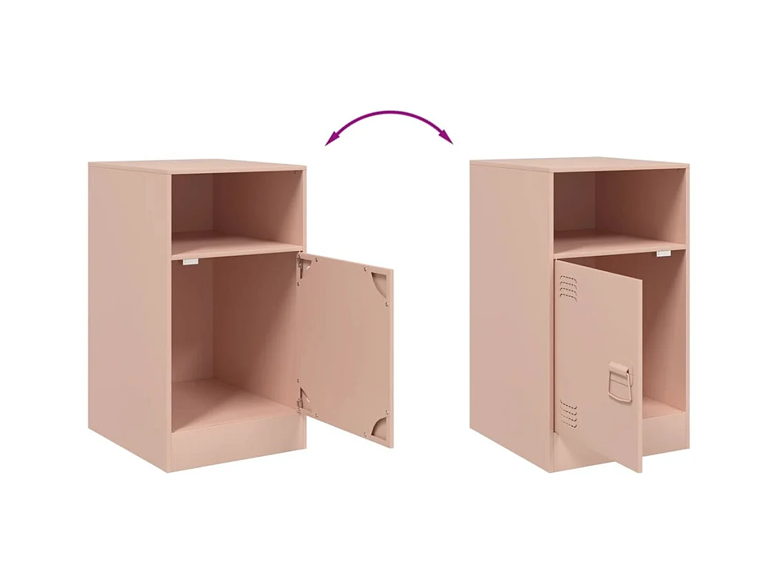 Table de chevet rose 34,5x39x62 cm acier