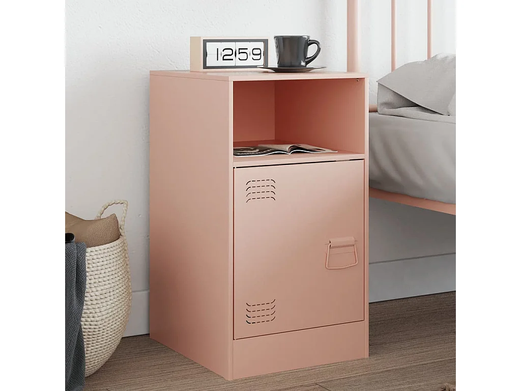 Table de chevet rose 34,5x39x62 cm acier