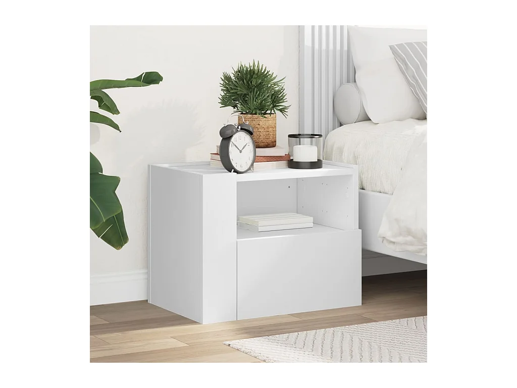 Weißer wandmontierter Nachttisch 45x30x35 cm