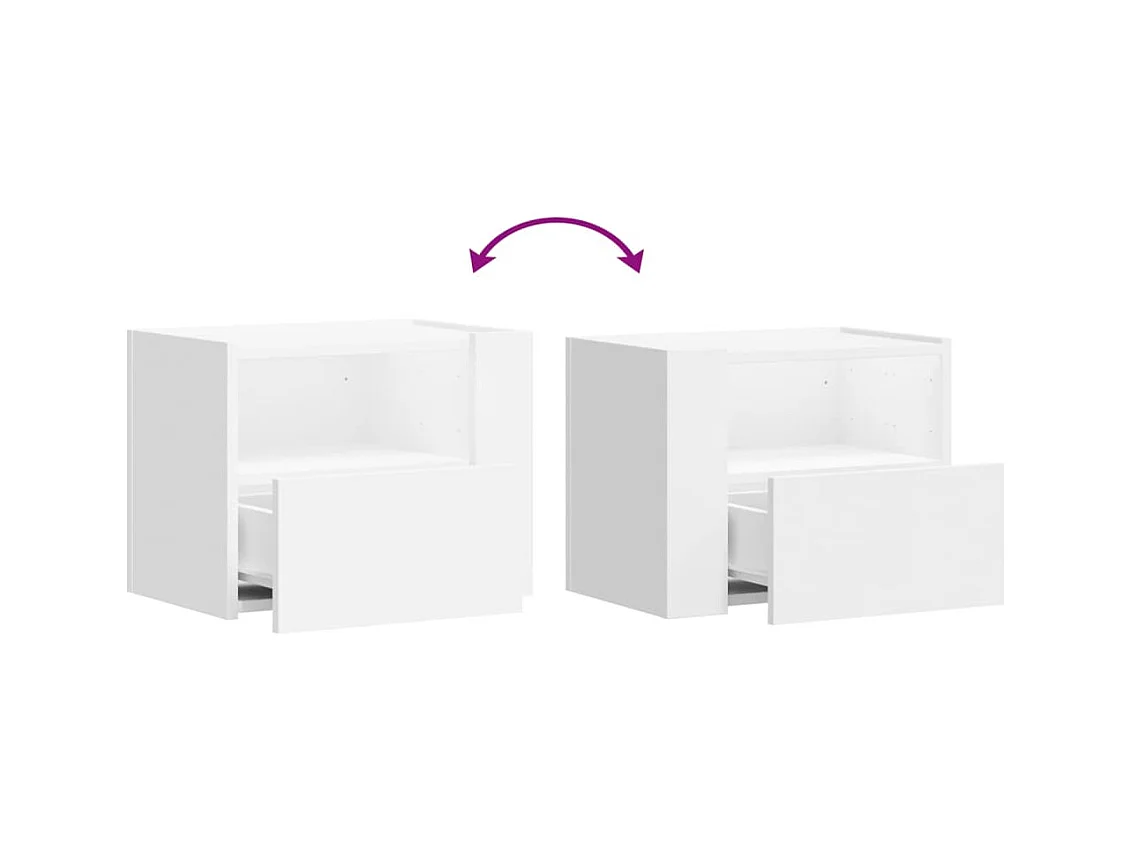 Weißer wandmontierter Nachttisch 45x30x35 cm