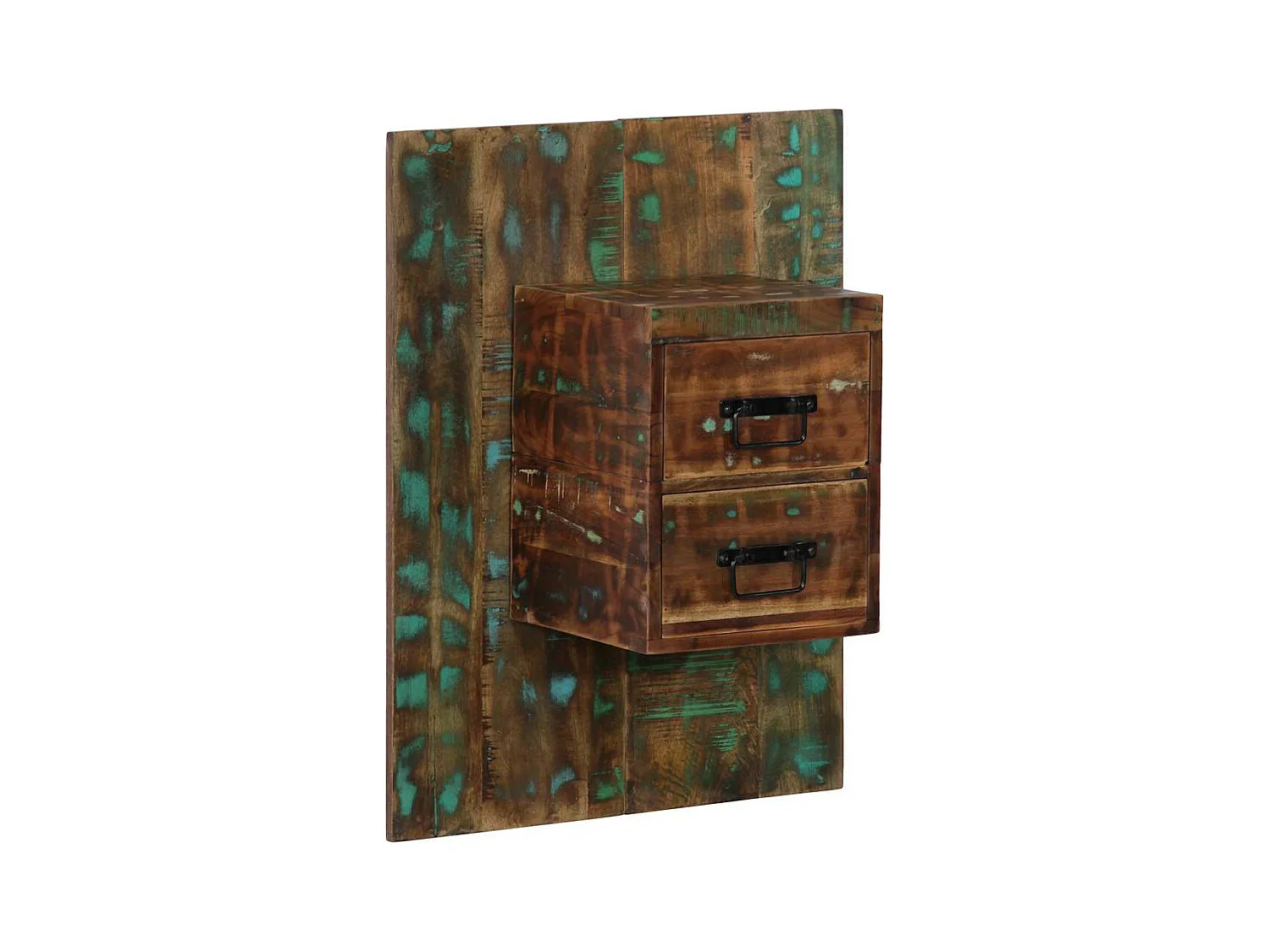 Table de chevet multicolore 60x32x80 cm bois de récupération