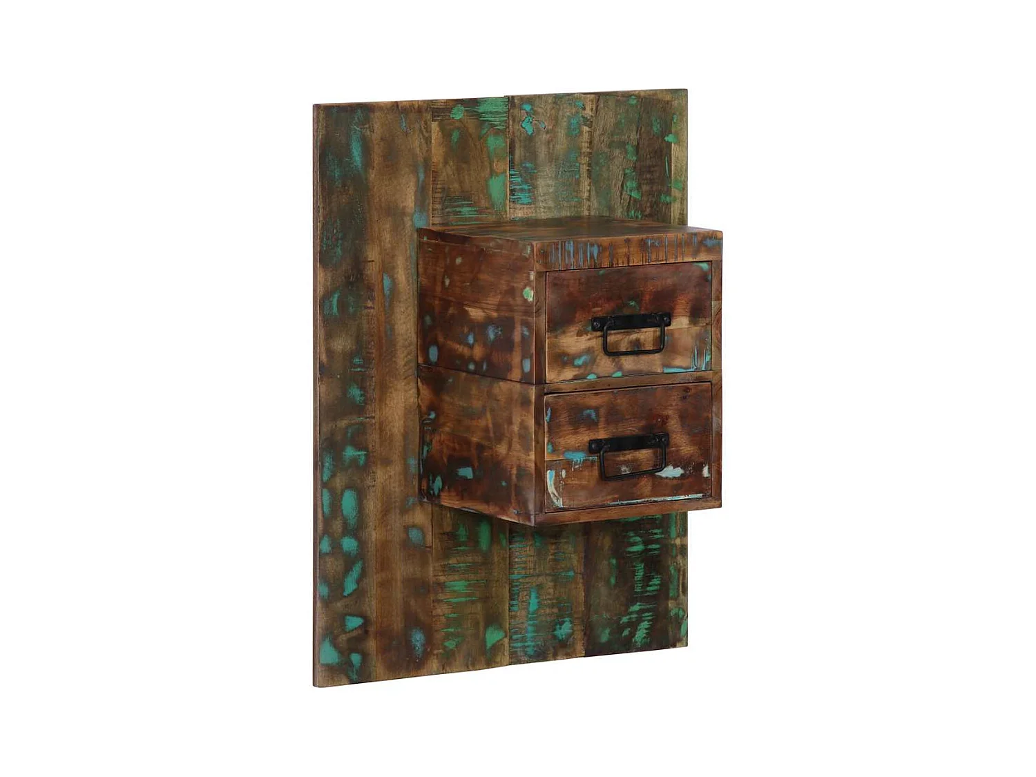 Table de chevet multicolore 60x32x80 cm bois de récupération