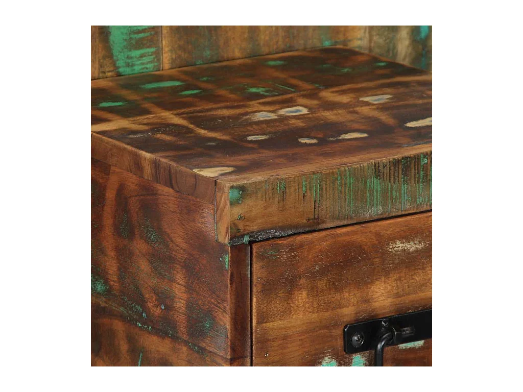 Table de chevet multicolore 60x32x80 cm bois de récupération