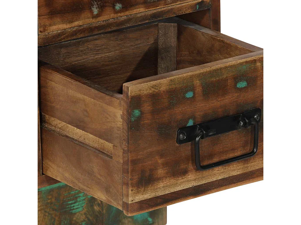 Table de chevet multicolore 60x32x80 cm bois de récupération