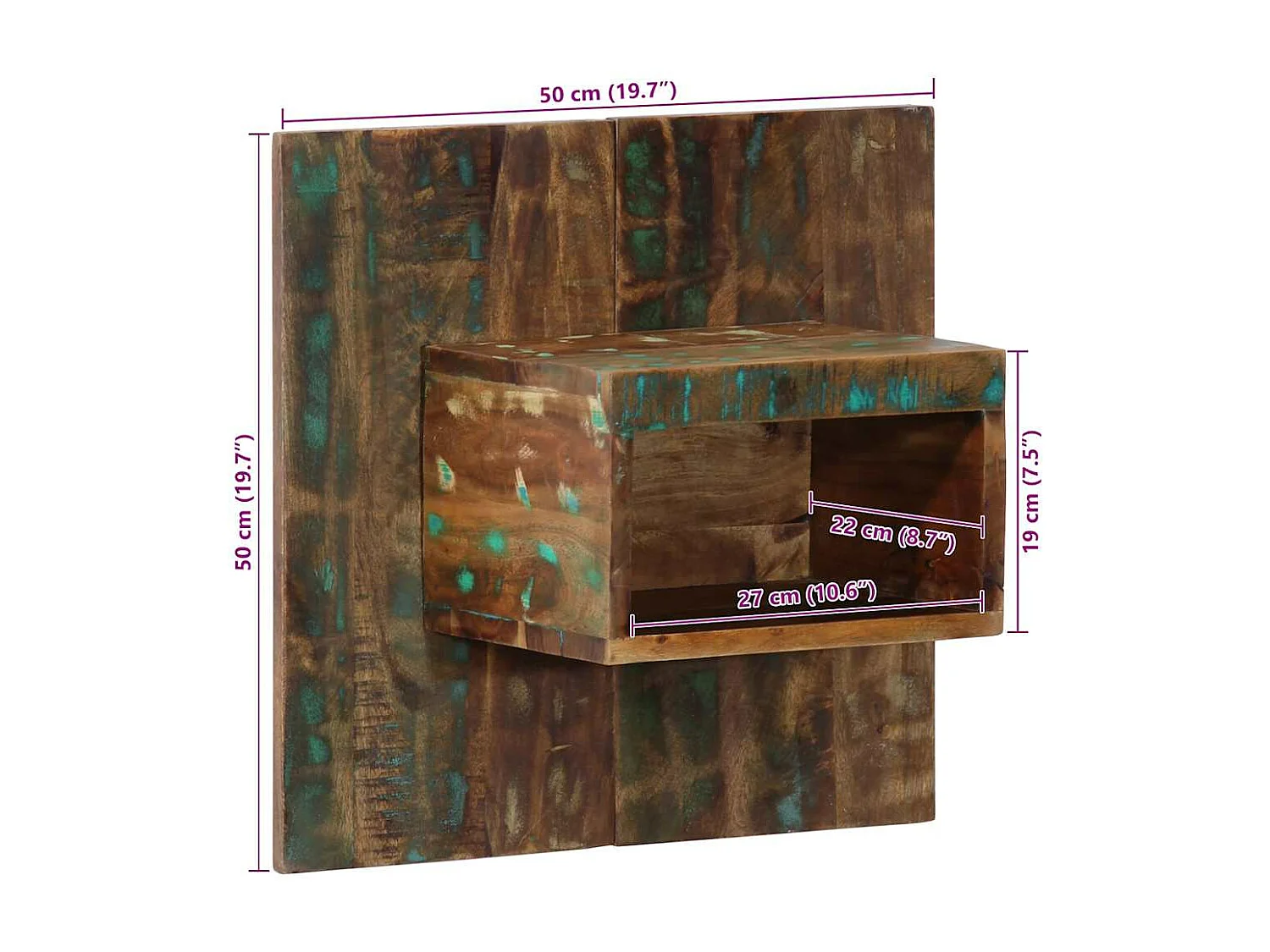 Nachtkastje veelkleurig 50x27x50 cm gerecycled hout