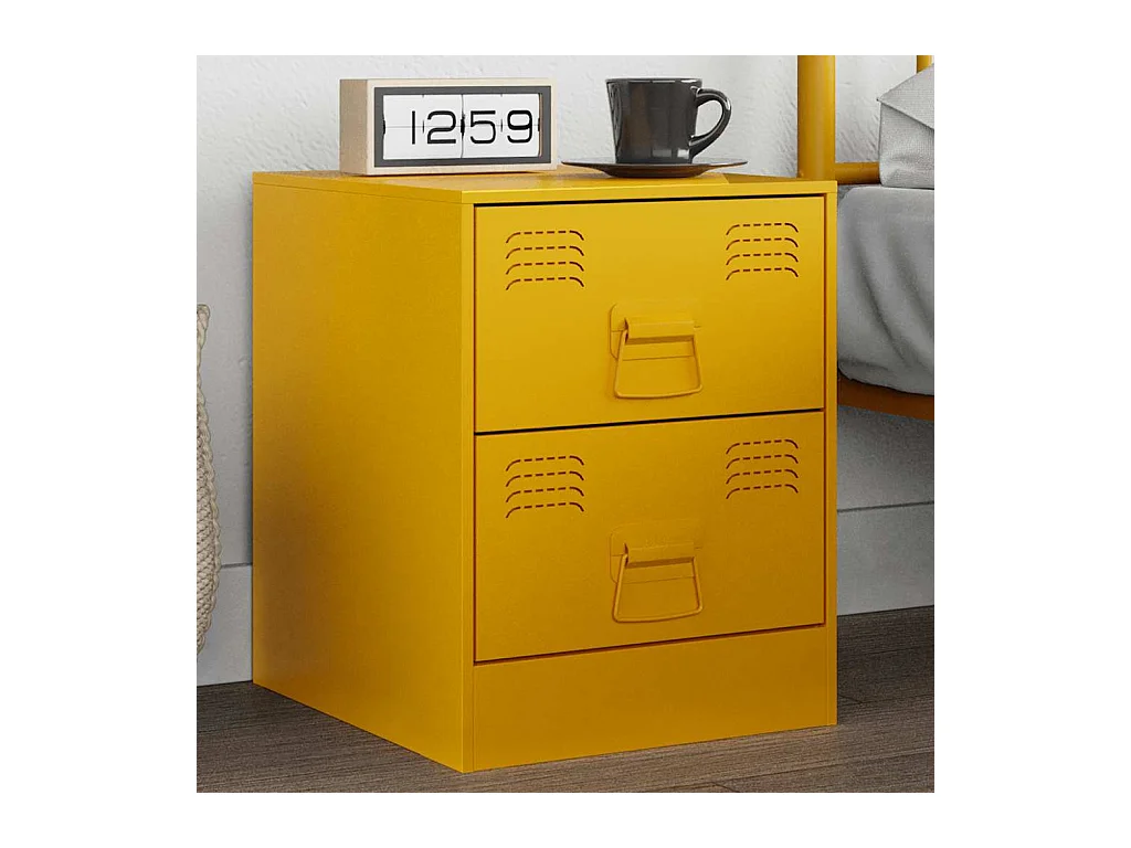 Table de chevet jaune 34,5x39x44 cm acier