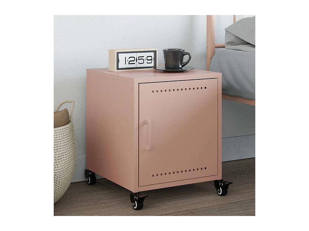 Table de chevet rose 36x38,5x43,5 cm acier