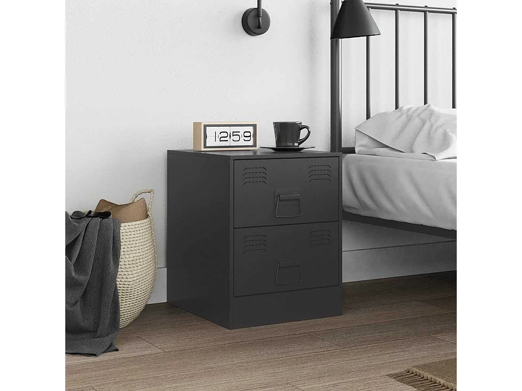 Mesa de cabeceira preta 34,5x39x44 cm aço