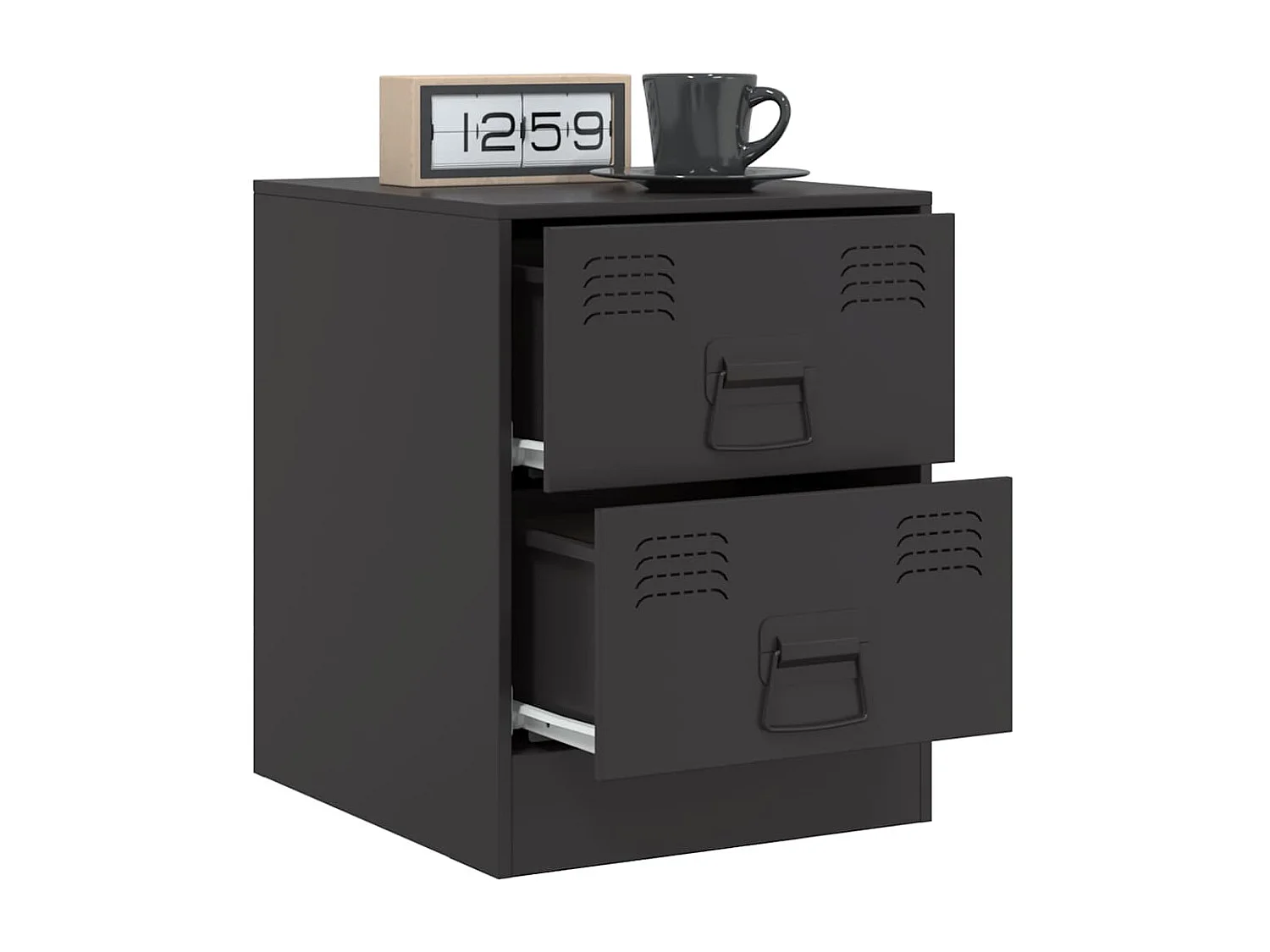 Mesa de cabeceira preta 34,5x39x44 cm aço