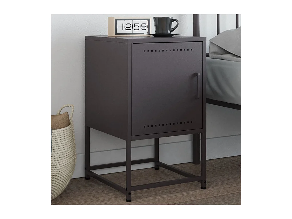 Table de chevet noir 36x39x60,5 cm acier