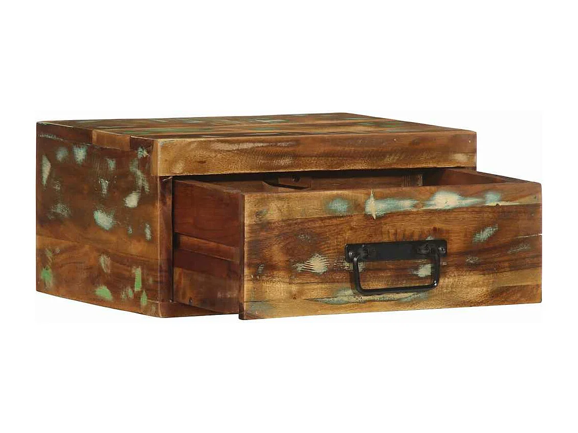 Table de chevet murale bois massif de récupération