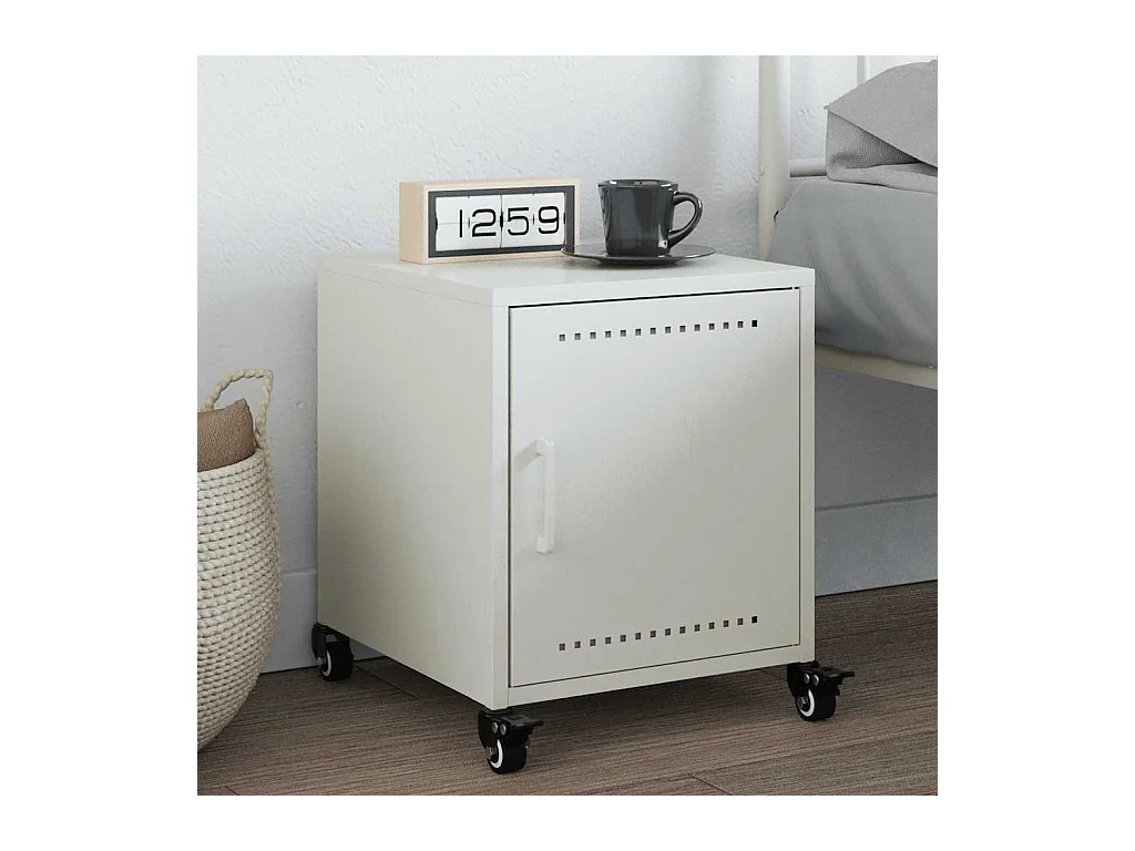 Table de chevet blanc 36x39x43,5 cm acier