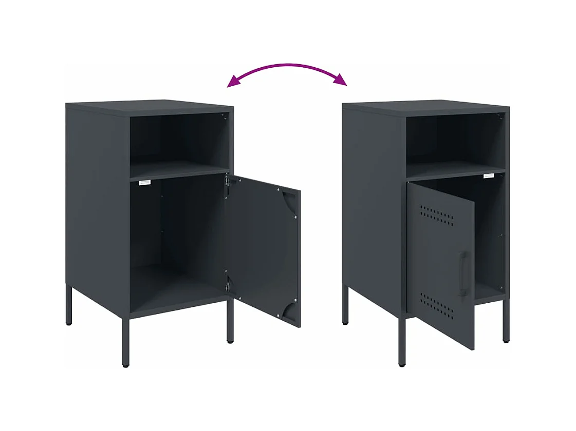 Table de chevet anthracite 36x39x68 cm acier