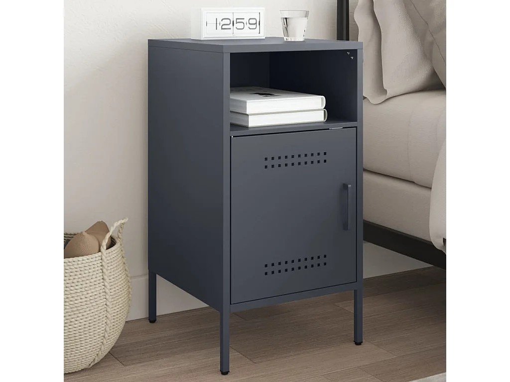 Mesa de cabeceira antracite 36x39x68 cm aço