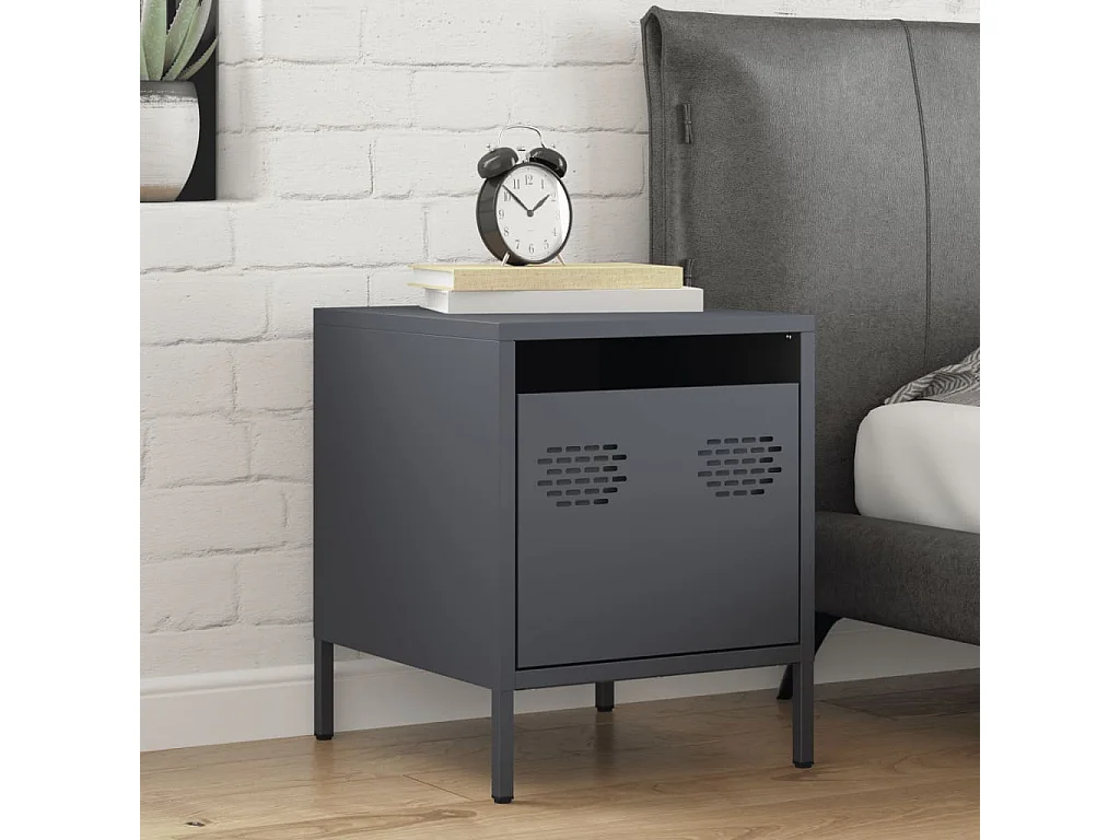 Table de chevet anthracite 35x39x43,5 cm acier