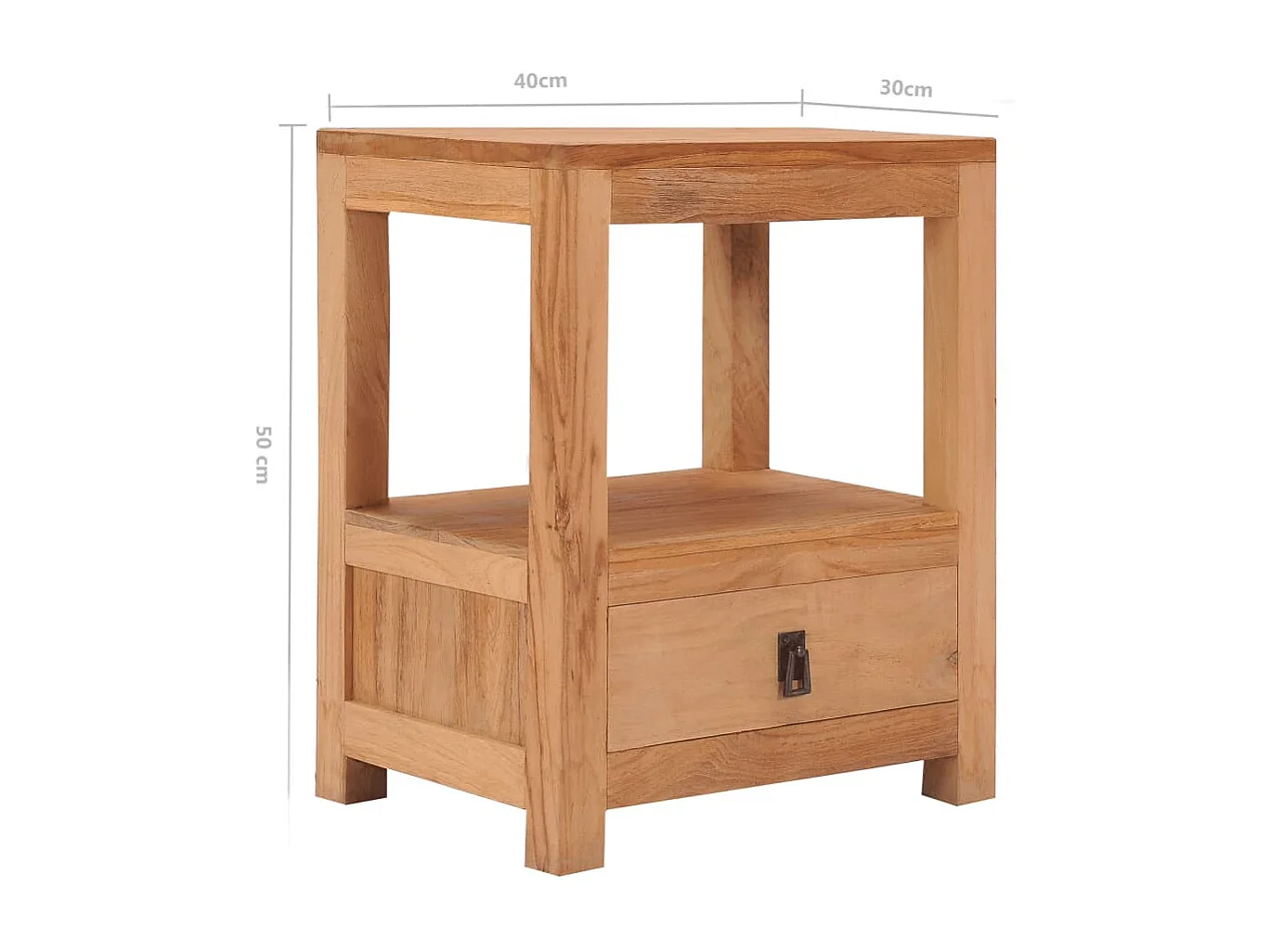 Table de chevet 40x30x50 cm bois de teck massif