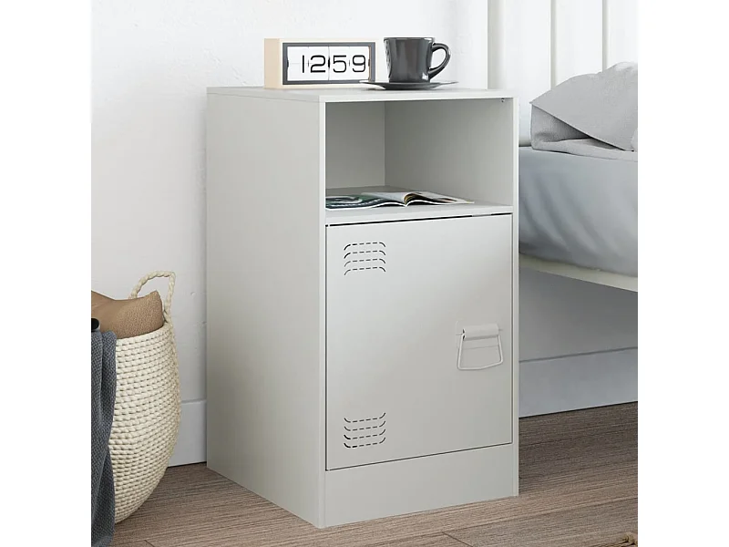 Comodino bianco 34,5x39x62 cm acciaio