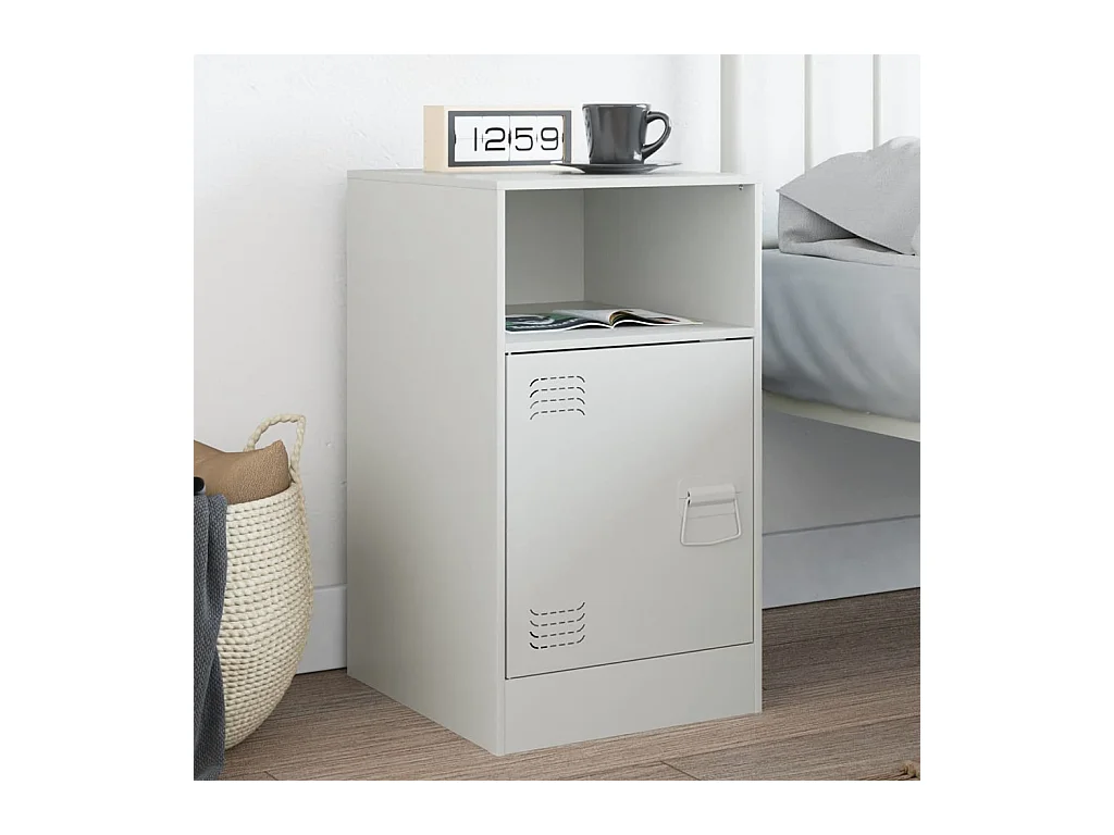 Table de chevet blanc 34,5x39x62 cm acier