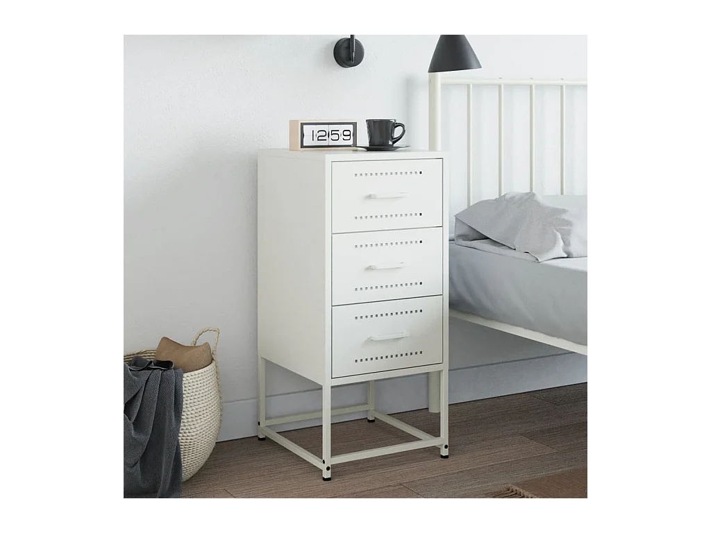 Table de chevet blanc 36x39x78 cm acier