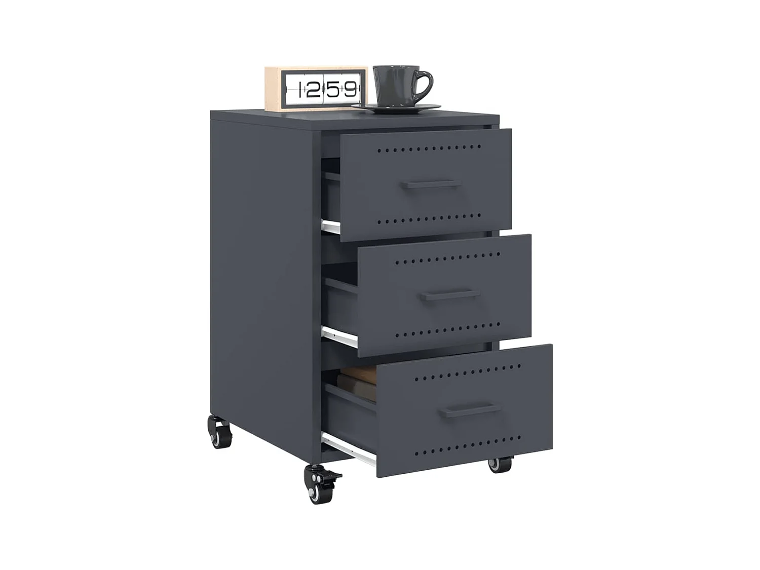 Table de chevet anthracite 36x39x59 cm acier