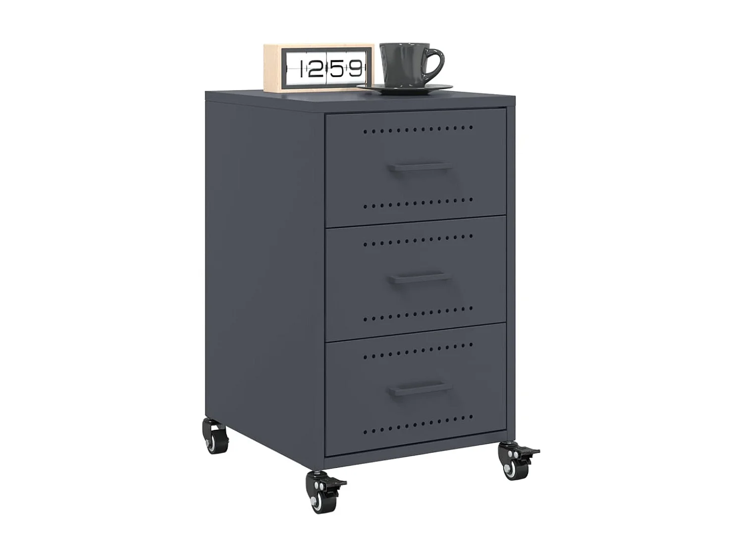 Table de chevet anthracite 36x39x59 cm acier