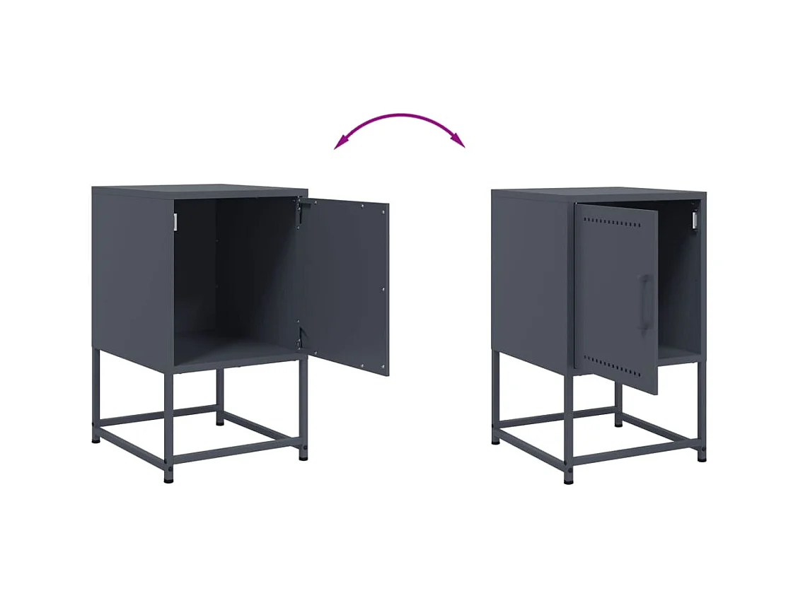 Table de chevet anthracite 36x39x60,5 cm acier