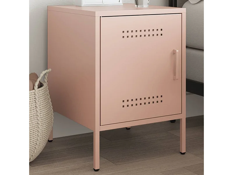 Table de chevet rose 36x39x50,5 cm acier