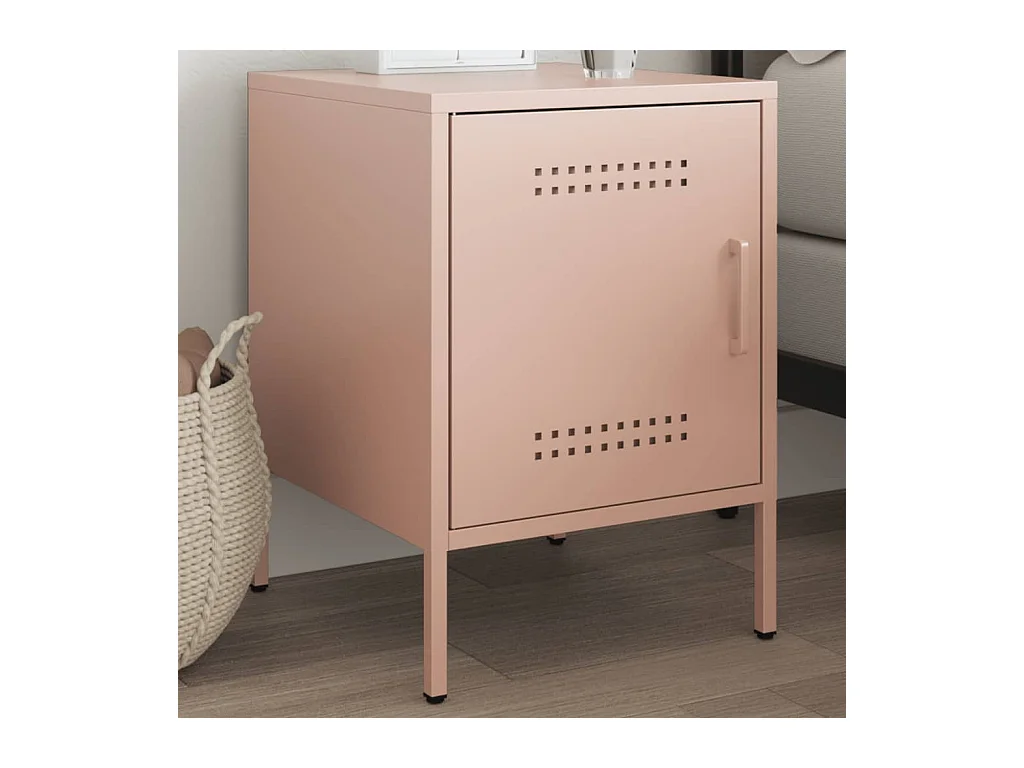 Table de chevet rose 36x39x50,5 cm acier