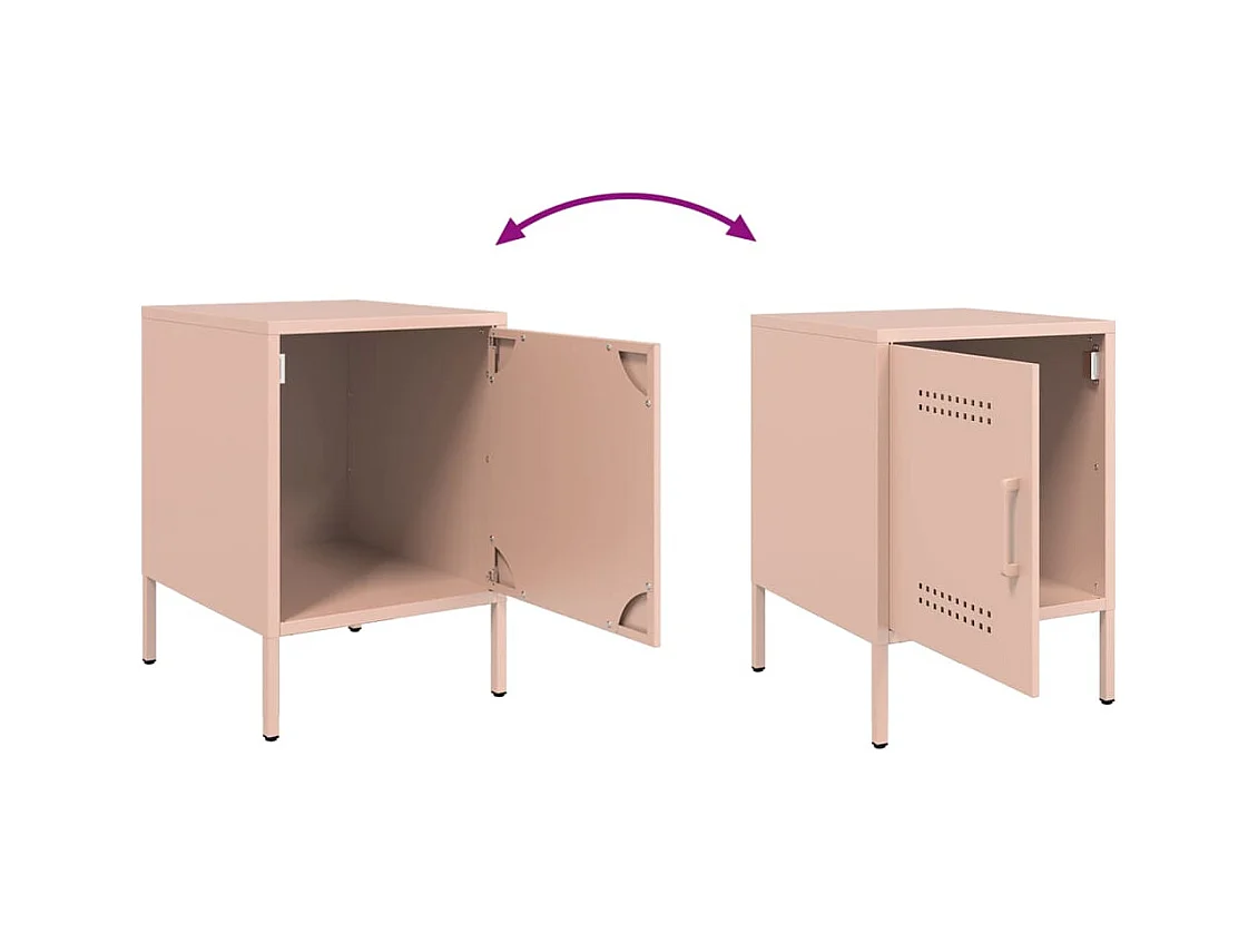 Table de chevet rose 36x39x50,5 cm acier