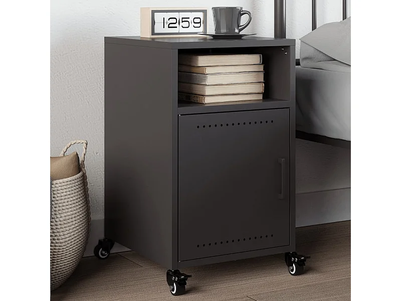 Table de chevet noir 36x39x59 cm acier