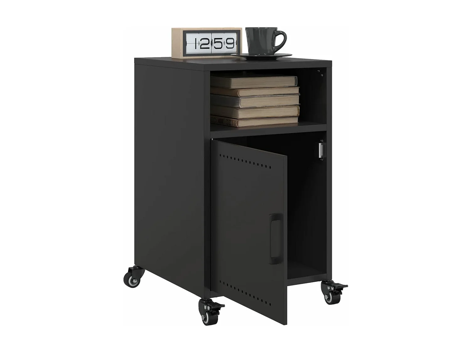 Table de chevet noir 36x39x59 cm acier