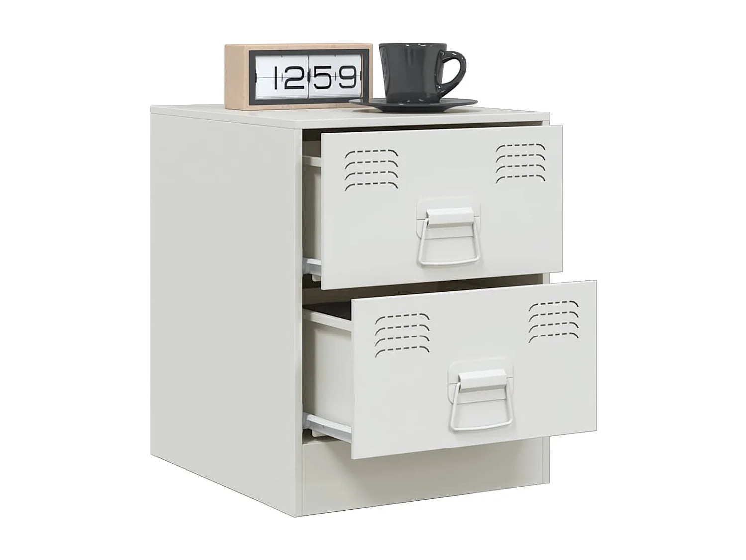 Comodino bianco 34,5x39x44 cm acciaio