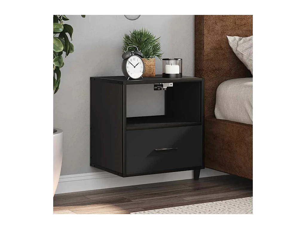 Table de chevet murale noir 40x31x39,5 cm